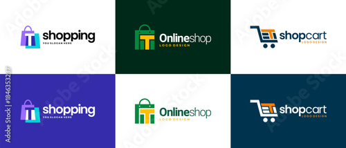 shop logo design vector template. shopping logo design collection
