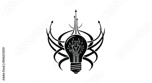 Abstract symbol of innovation and bright ideas with a lightbulb at its core.