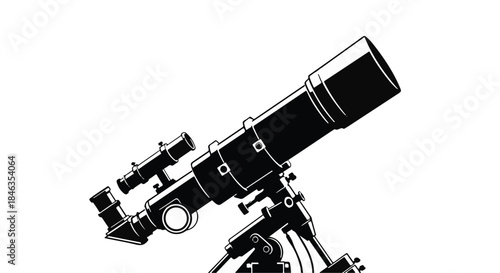 Detailed illustration of a telescope poised for celestial discovery