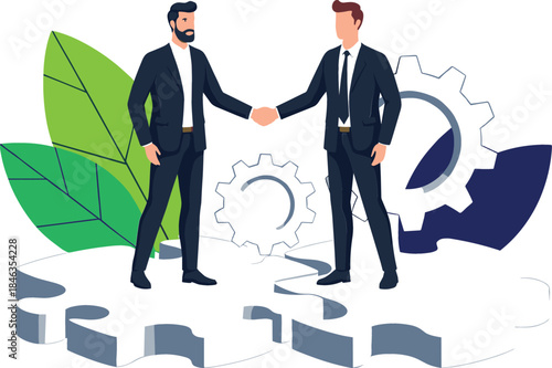 Comprehensive digital marketing, corporate strategy, financial data analysis, team collaboration, and business target achievement flat vector set.