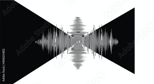 Abstract sound wave pattern in monochrome, symbolizing audio and digital communication