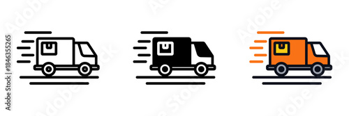 Delivery Truck is a logistics symbol representing fast shipping, transportation, and order delivery services.