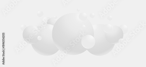 Elegant and creative floating white ball minimalist banner template for background, wallpaper and cover.