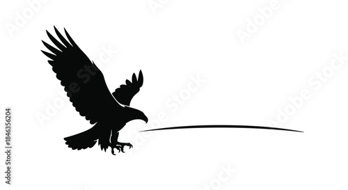 Majestic eagle silhouette soaring against a clean white background, symbolizing freedom and power.