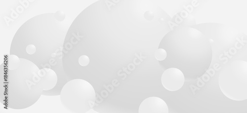 Elegant and creative floating white ball minimalist banner template for background, wallpaper and cover.