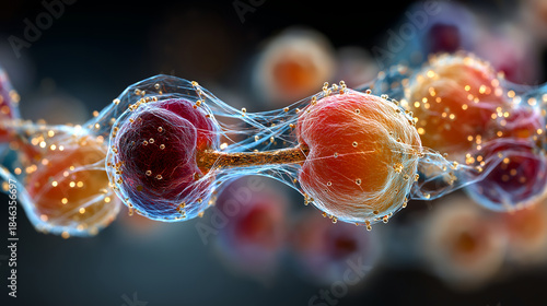 Fototapeta Naklejka Na Ścianę i Meble -  Abstract glowing fruits forming holographic compositions with neon light effects, digital food art and modern nutrition concept generated AI