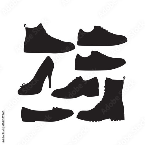 Shoes Silhouettes Collection,Shoes Silhouettes,Vector Shoes Silhouettes,Footwear Silhouettes,shoes vector