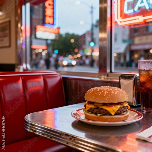 레트로식당의맛있는치즈버거