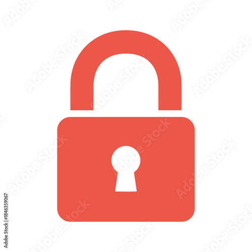 Open red padlock icon on white background