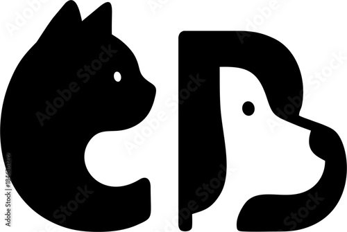 Black style Dog and Cat initials illustration	
