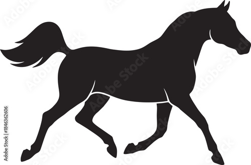 Arabian Horse Silhouette Running. Noble Black Equine Vector for UAE Heritage and Year of the Horse 2026