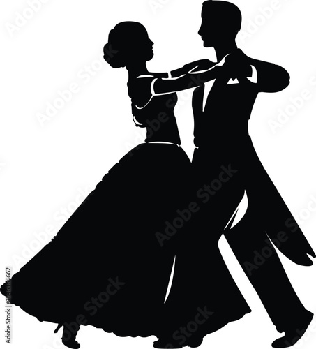 Silhouettes of couples latin dance styles