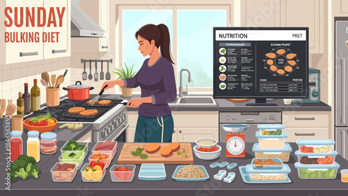 Woman Preparing Meal in Modern Kitchen 1.