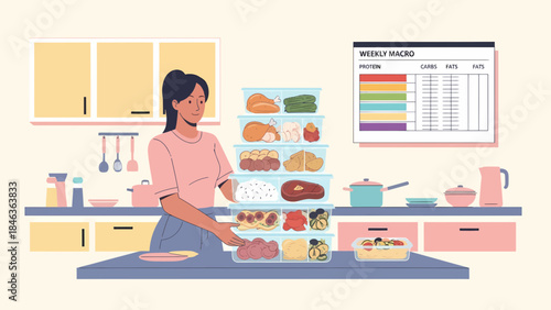 Woman Preparing Meal in Modern Kitchen.