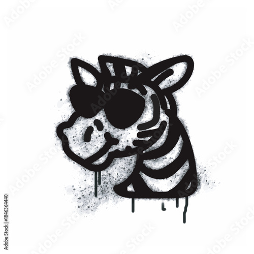 Graffiti Spray with zebra icon isolated on white background.
