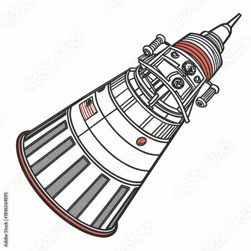 Cutaway view of rocket engine internal parts white