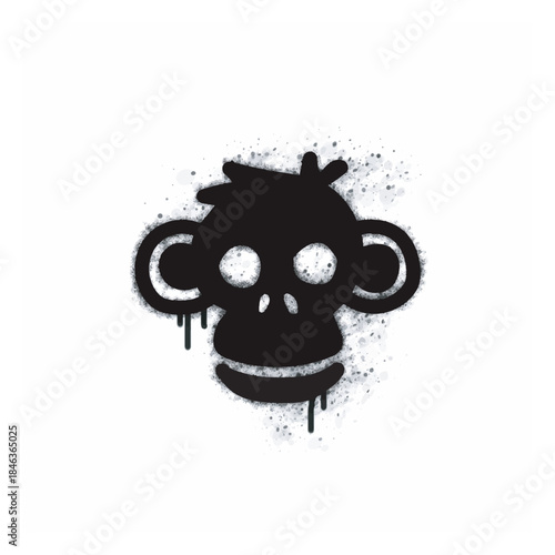 Canvas Print Graffiti Spray with monkey face icon isolated on white background