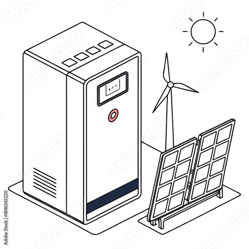 Smart battery unit with solar panel wind turbine and sun