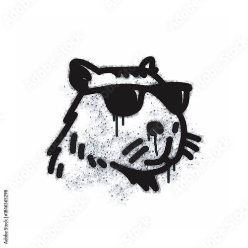Graffiti Spray with capybara icon isolated on white background.