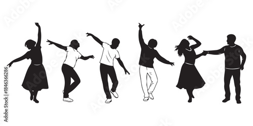 silhouettes of dancing people