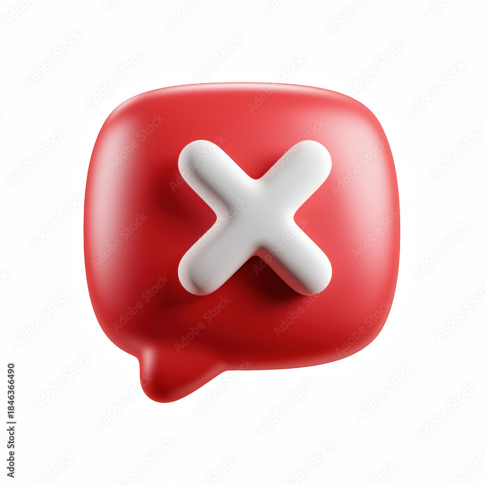 Obraz premium 3D red error chat bubble icon isolated on transparent background