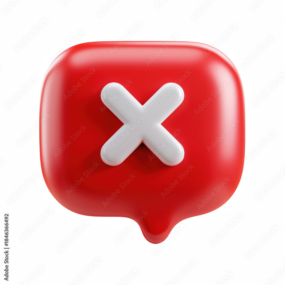 Obraz premium 3D red error chat bubble icon isolated on transparent background