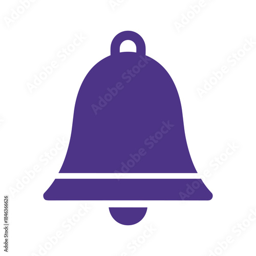 Purple bell icon on white background