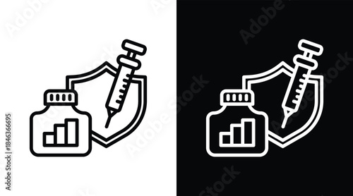 immunization Two-tone version in black and white background
