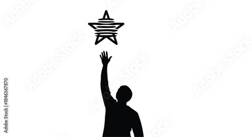 Silhouette of a person reaching for a star, symbolizing aspiration and achievement.
