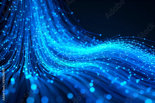 Blue Fiber Optic Cables with Light Patterns