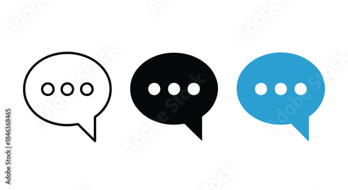 Speech bubbles icon set - Line and glyph solid icon set - Solid icons vector collection - Blue icon set - Icon vector - Flat Design Icon