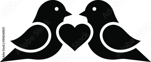 Two black birds sharing a heart