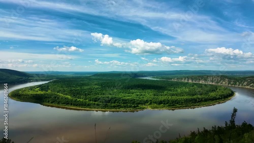 Golden Ring Bend, Heilongjiang - Scenic River Island Landscape