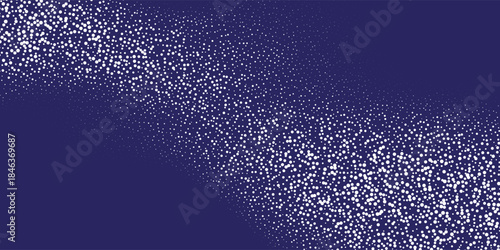 blue grunge wavy sand grain background. Stippling curved gradient wave texture. Gritty noise dotwork wallpaper.