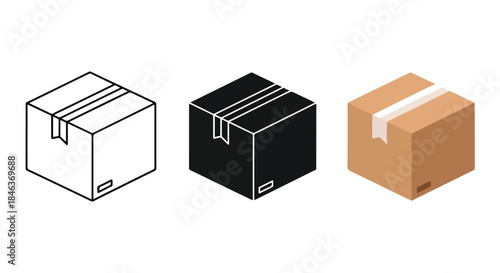 Parcel icons set - Line and glyph solid icon set - Solid icons vector collection - Blue icon set - Icon vector - Flat Design Icon