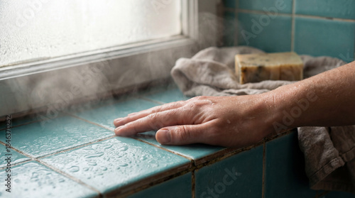 A hand rests gently on a hu...