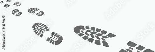 footprint shoe sole tracking path on transparent background, shoe footprint path vector illustration