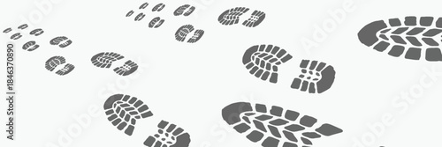 footprint shoe sole tracking path on transparent background, shoe footprint path vector illustration.modern