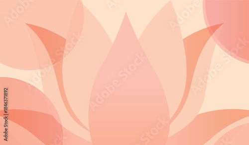 Warm Coral Lotus Meditation Vector Illustration, Feminine Wellness Background for Hormone Balance, Self Care and Women Mindfulness
