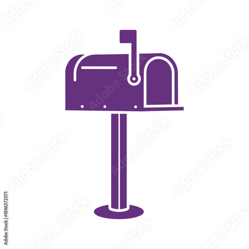 Purple mailbox icon on white background