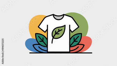 Eco-Friendly T-Shirt with Leaf Design Illustration