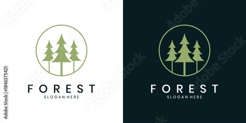 Minimalist pine forest tree logo design