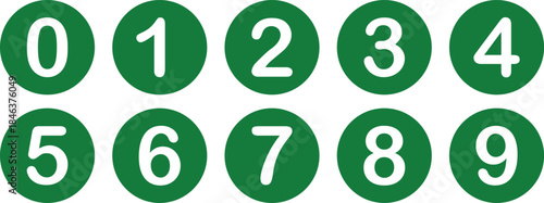 Green Number Button Icons Vector for UI and Digital Design