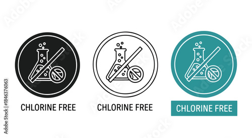 Chlorine free icons - Line and glyph solid icon set - Solid icons vector collection - Blue icon set - Icon vector - Flat Design Icon