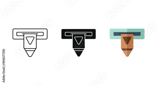 3d printer icon set - Line and glyph solid icon set - Solid icons vector collection - Blue icon set - Icon vector - Flat Design Icon