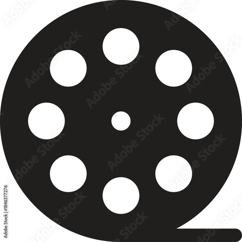 Film Reel Icon Vector for Cinema and Media Design