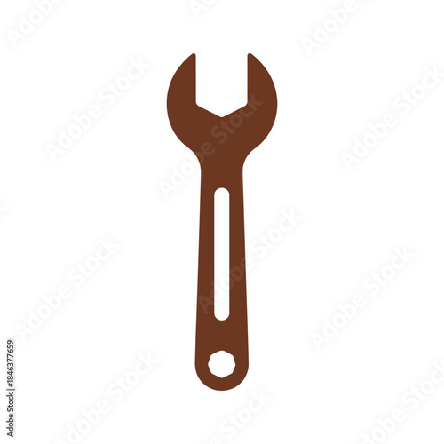 Brown wrench icon on white background