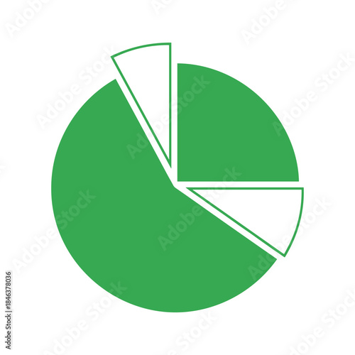 Green pie chart with three sections