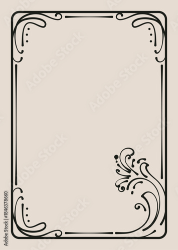 A decorative border in the Art Nouveau style, featuring swirling lines and floral motifs, suitable for invitations or certificates.