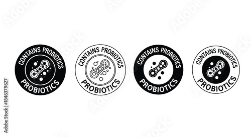 Probiotics icon set - Line and glyph solid icon set - Solid icons vector collection - Blue icon set - Icon vector - Flat Design Icon